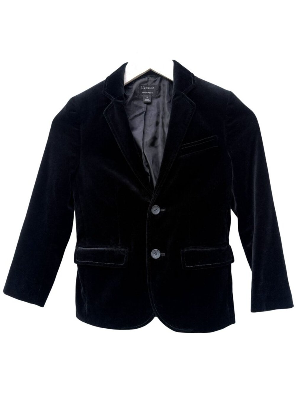 CREWCUTS Thompson  Boys Blazer Size 8 Velvet Black Preppy Suit Jacket Formal